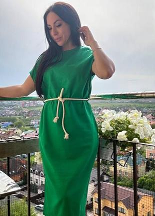 Сукня 100% льон, зелений колір