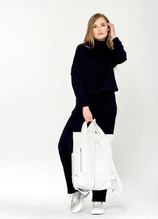 Женская сумка-рюкзак sambag shopper белая7 фото