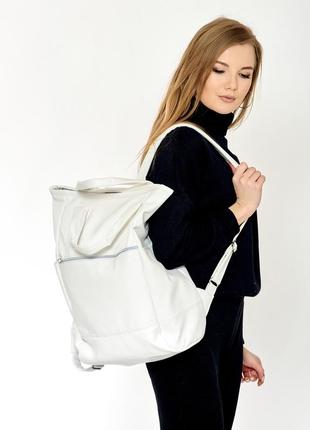 Женская сумка-рюкзак sambag shopper белая9 фото