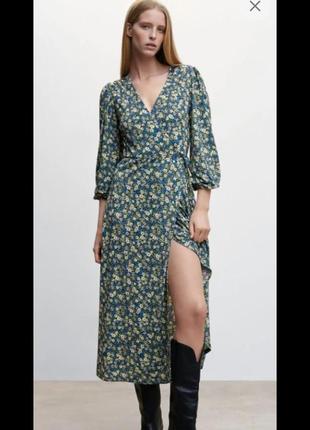 Новое цветочное платье миди mango новое платье на запах принт мелкий цветочек