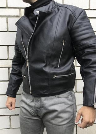 Натуральная кожаная куртка sexy punk h&m стильная актуальная