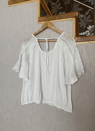 Блуза белая рубашка футболка топ на завязке с рюшами7 фото
