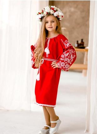 Чарівна льняна  сукня для дівчат, вишиванка1 фото