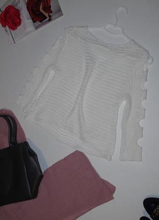Белый свитер 8 размера с интересными рукавами3 фото