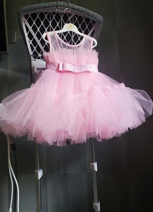 Сукня для дівчинки святкова нова дитяча пишна плаття 1 рік рочок 2 роки 12м 74 80 86 92 рожева на день народження свято принцеси красиве