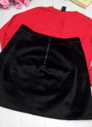 Базовая стильная черная короткая юбка спідниця искусственная кожа от zara s2 фото