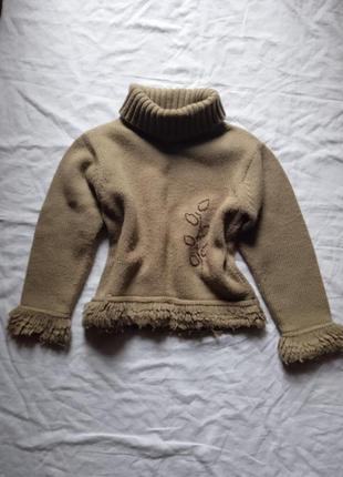 Гольф теплый детский зимний беж на девочку детский тёплый свитер светер кофта под горло на зиму зима осень 7 8 9 10 11 лет