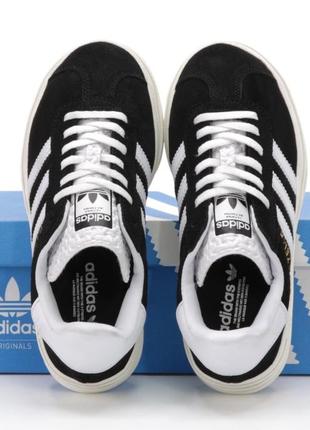 Модні жіночі замшеві кросівки на платформі adidas gazelle bold black platform (36-40)2 фото