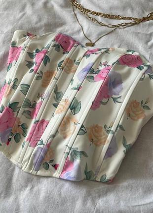 Топ-корсет с цветочным принтом 🌼💕4 фото