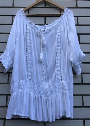 Белая вышиванка блузка в стиле этно бохо, вискоза avenue1 фото