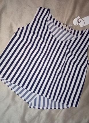 Стильная женская летняя блуза-топ в полоску со спинкой "назапах"1 фото