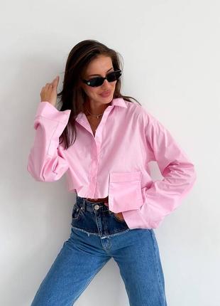 Рубашка укороченная с карманом sale