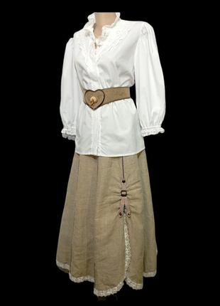Белая блуза с пышными рукавами, с прошвой, винтажная.2 фото