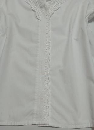 Белая блуза с пышными рукавами, с прошвой, винтажная.7 фото