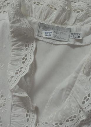 Белая блуза с пышными рукавами, с прошвой, винтажная.8 фото
