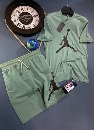 Премиум комплект шорты и футболка с крупным принтом в стиле big swoosh jordan качественный костюм мужской летний стильный1 фото