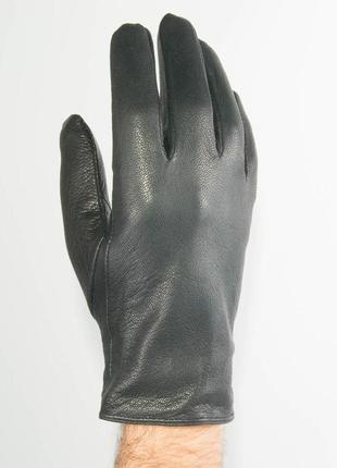 Качественные мужские перчатки демисезонные из оленьей кожи с шерстяной подкладкой - №m31-1
