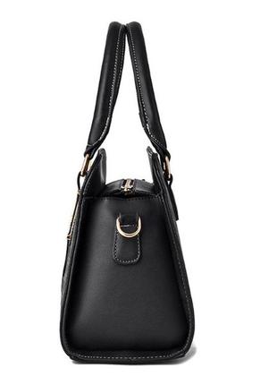 Оригинальная женская сумка на плечо черно-белая комбинированная, женская сумочка эко кожа белая черная5 фото