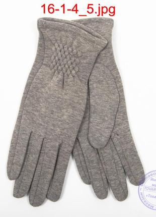 Жіночі трикотажні рукавички з плюшевим утеплювачем - №16-1-4