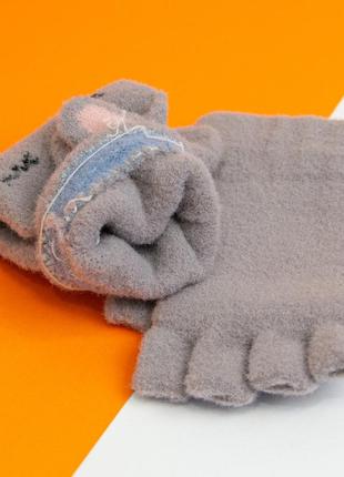 Перчатки (митенки) зимние на 8 - 9 - 10 - 11 - 12 лет для девочек (арт. 20-25-5) сиреневый2 фото