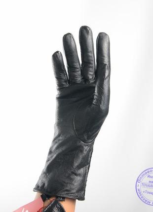 Женские кожаные перчатки с вязаной шерстяной подкладкой - f31-42 фото