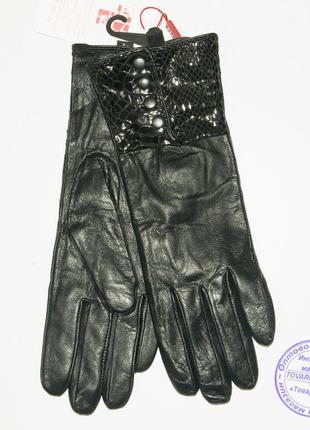 Женские кожаные перчатки с вязаной шерстяной подкладкой - f31-43 фото