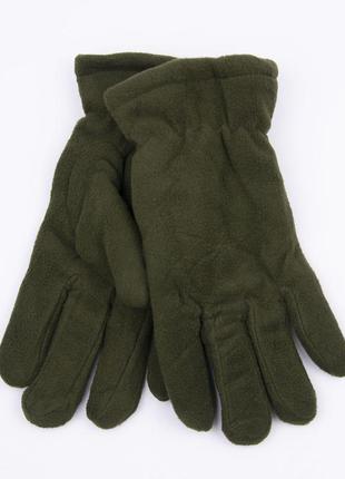 Двойные мужские флисовые перчатки - (арт.22-2-8) хаки l