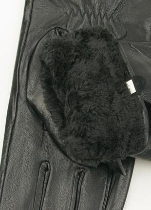Мужские зимние перчатки из натуральной кожи (арт. 19m9-3) черный3 фото