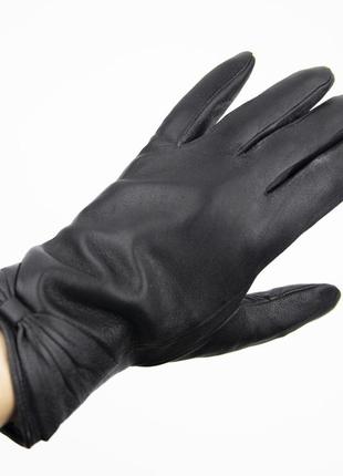 Женские кожаные зимние перчатки с бантиком из натуральной кожи (арт. f25-2) 6.5"2 фото