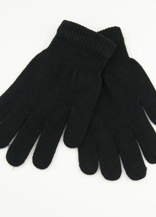 Трикотажные подростковые перчатки (арт. 22 -3-3) черный1 фото