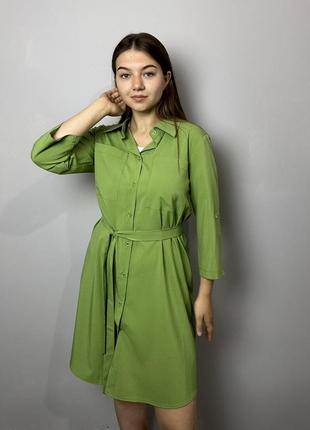 Женское платье-рубашка салатовое modna kazka mkad3260-1