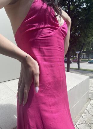 Рожева сатинова сукня3 фото