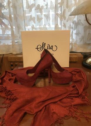 Розкішні червоні туфлі sl-ira оригінал натуральна замша2 фото