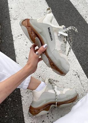 Кросівки у стилі balenciaga triple s transparent crystal