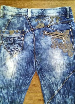 Интересные прямые синие джинсы мом c высокой посадкой хлопок 100%5 фото