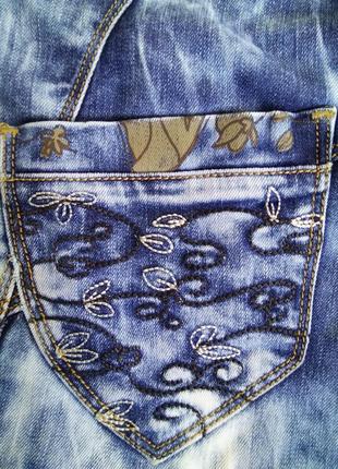 Интересные прямые синие джинсы мом c высокой посадкой хлопок 100%4 фото