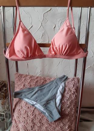 Раздельный купальник розовый с серым, р.s, m9 фото