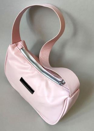 Компактна сумочка багет (світло-рожева)8 фото