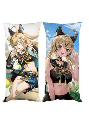 Подушка кирара геншин удар genshin impact двухсторонняя 30х50 см (pp0709)