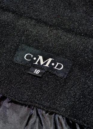 Брендовый черный пиджак жакет полупальто с карманами c.m.d шерсть вискоза3 фото