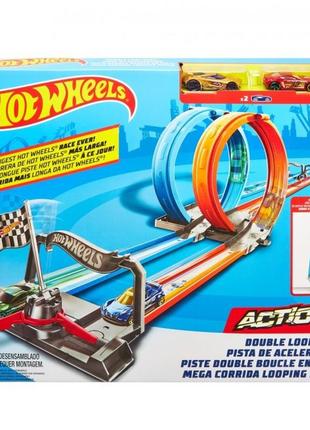 Портативный трек «двойная петля» hot wheels, gfh85