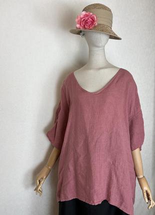 Льон блуза,рубаха,туніка,застібка по спинці,етно бохо стиль,kenny’s3 фото