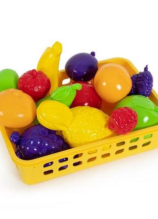 Іграшковий кошик з фруктами, великий, 15 фруктів, 010/131 фото