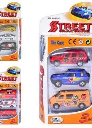 Набор машинок, 6 видов, 3 машинки, pt2007