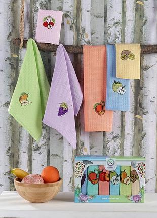 Набір кухонних рушників nilteks 6шт 40х60см, 3535_frukty_6ka_01