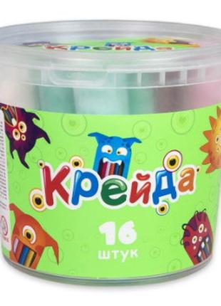 Крейда 16шт різнокольорова, велика кругла, стратег, 50103s