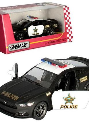 Машинка металлическая kinsmart, инерционная, 2015 ford mustang gт полиция, kt5386wp