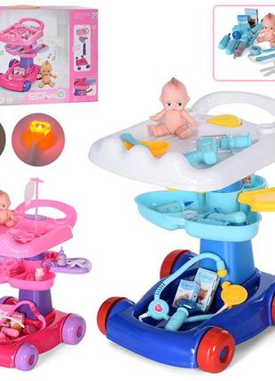Ігровий набір лікар стіл-візок, медичні інструменти, пупс, світло, 2 види, 3368-36-40
