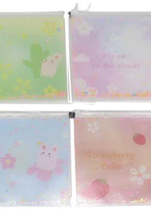 Папка для зошитів а5+ на змійці "сипучі блискітки-ведмедик" 24*18,5см, 4930-а5