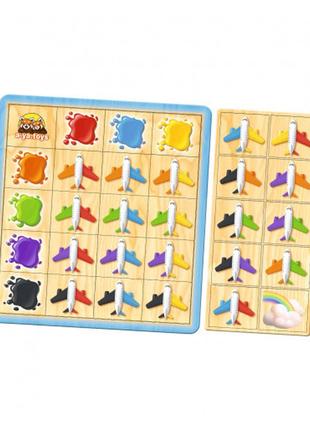 Пазл-сортер деревянный "самолетки: цвета", ань-янь, украина, псф105